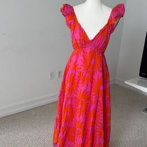Maripe Pink and Orange Maxi Dress